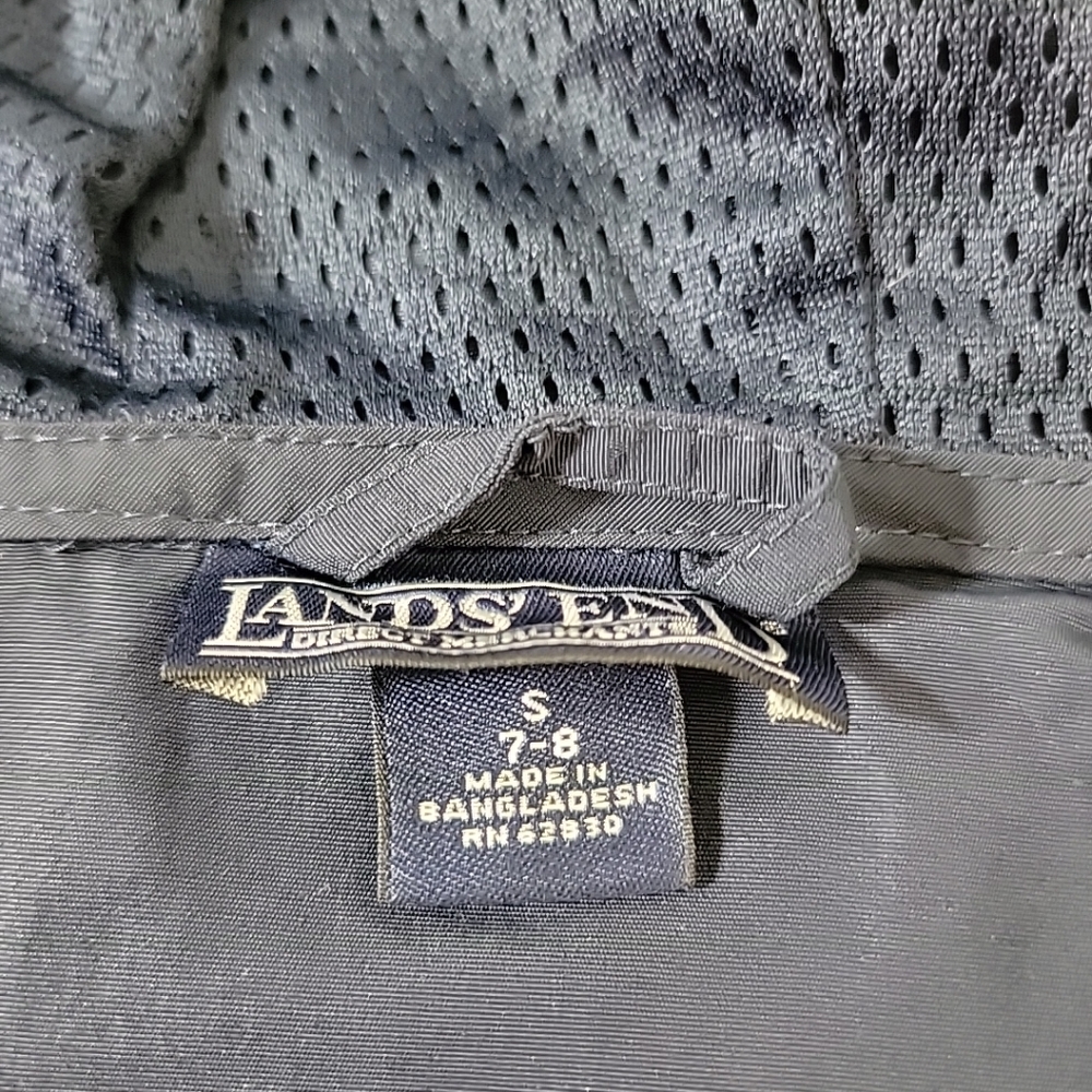 Lands' End Boy's Blue Hooded W/ Pocket Lightweight Windbreaker Jacket, S - Picture 8 of 10